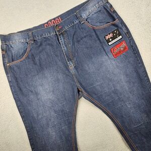 Coogi Jeans 50x33 Blue Dark Wash Embroidered Australia Patches Hip Hop Denim Y2K